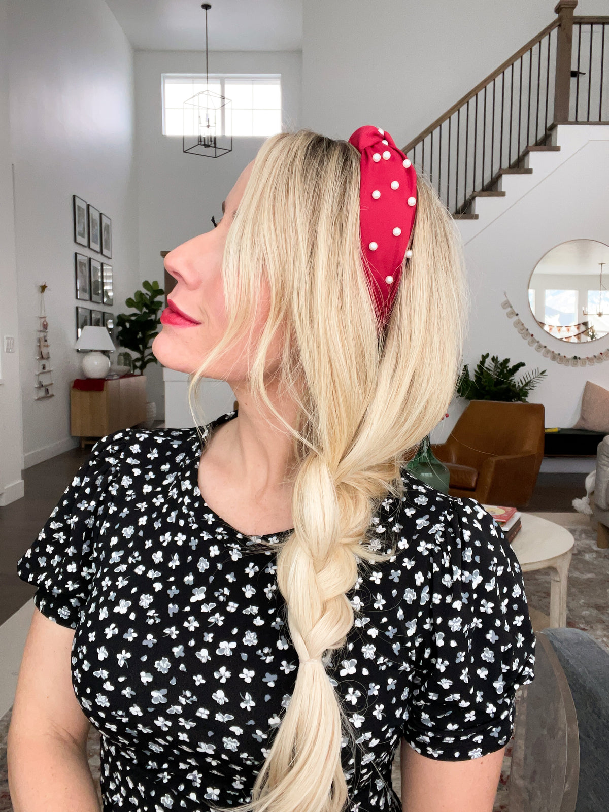 Pearl Headband Set - Red & Black