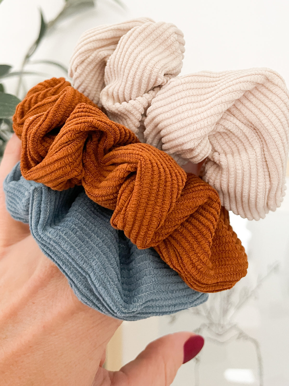 Corduroy Scrunchie Set - Powder Blue
