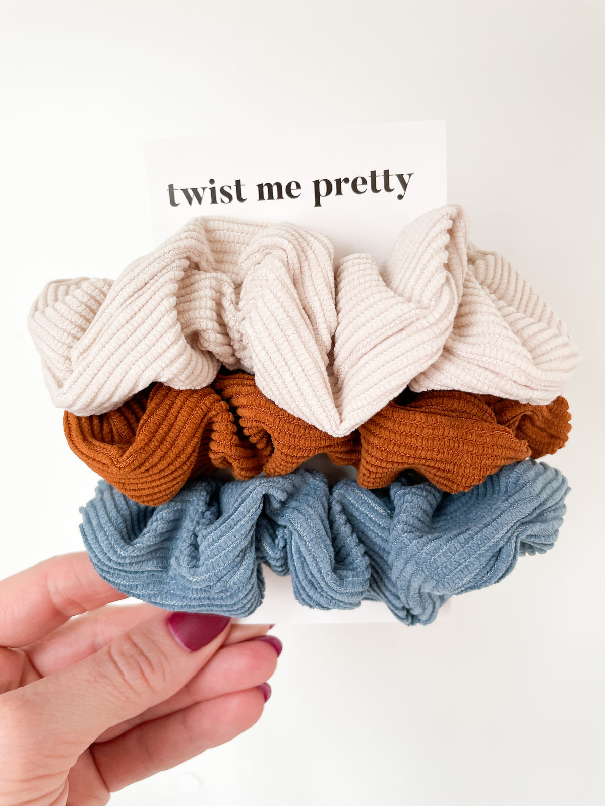 Corduroy Scrunchie Set - Powder Blue